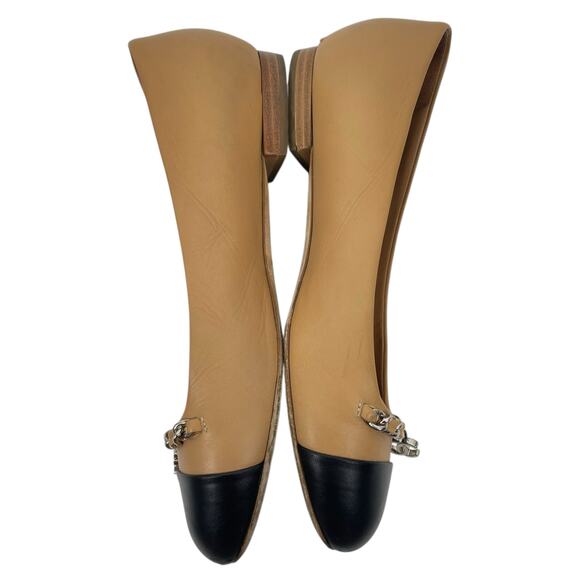 Chanel Interlocking CC Logo Chain Cap Toe Lambskin Ballerina Flat Size 36 - Picture 6 of 15